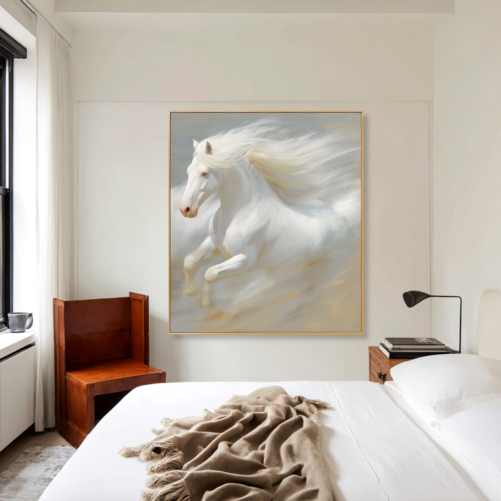 Ivory Freedom - White Horse Canvas Art