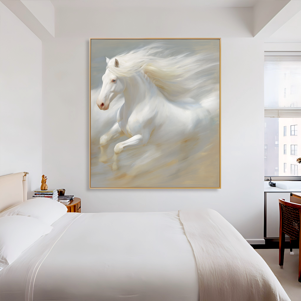 Ivory Freedom - White Horse Canvas Art