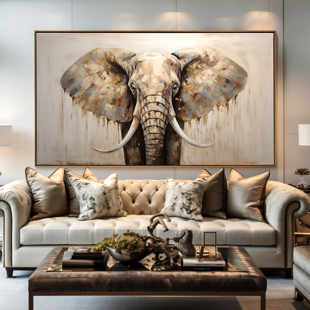 Majestic Stillness - Modern Elephant Portrait Oil Painting