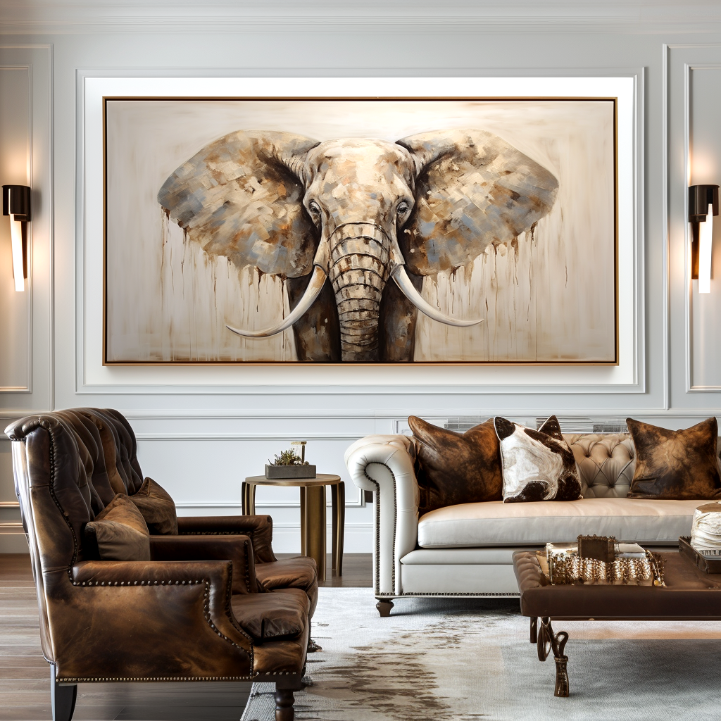 Majestic Stillness - Modern Elephant Portrait Oil Painting