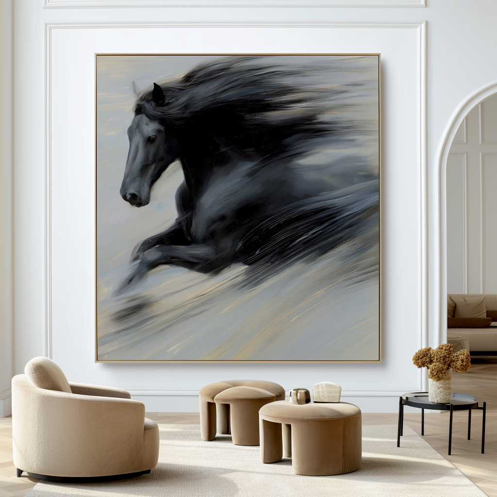 Velocity Silence - Black Horse Canvas Art