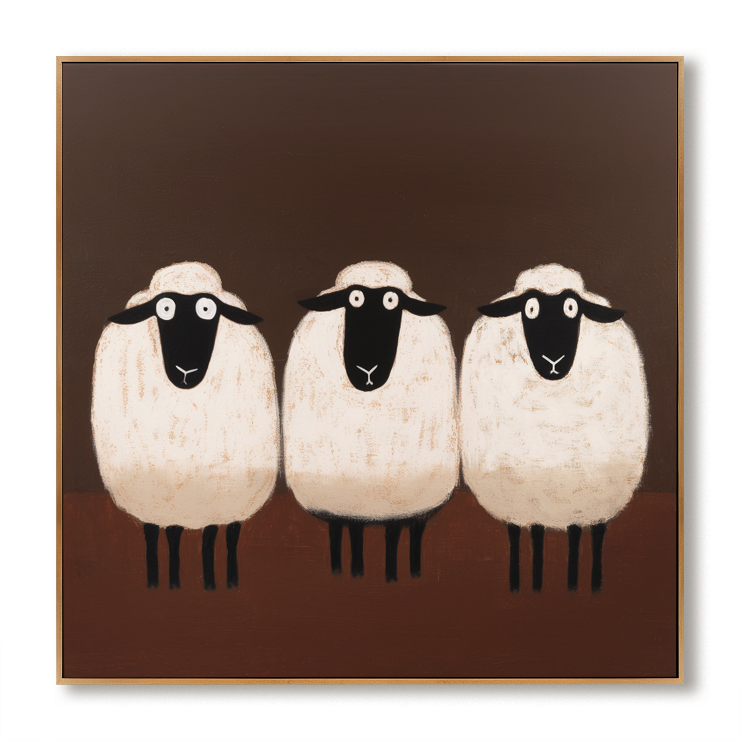 Hand-Painted Sheep Wall Art – Minimalist Animal Painting for Modern Home Decor