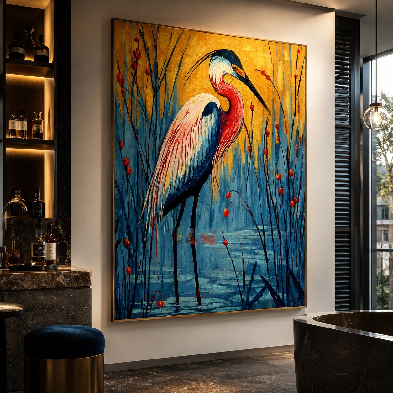 Amber Marsh Heron – Bird Wall Art