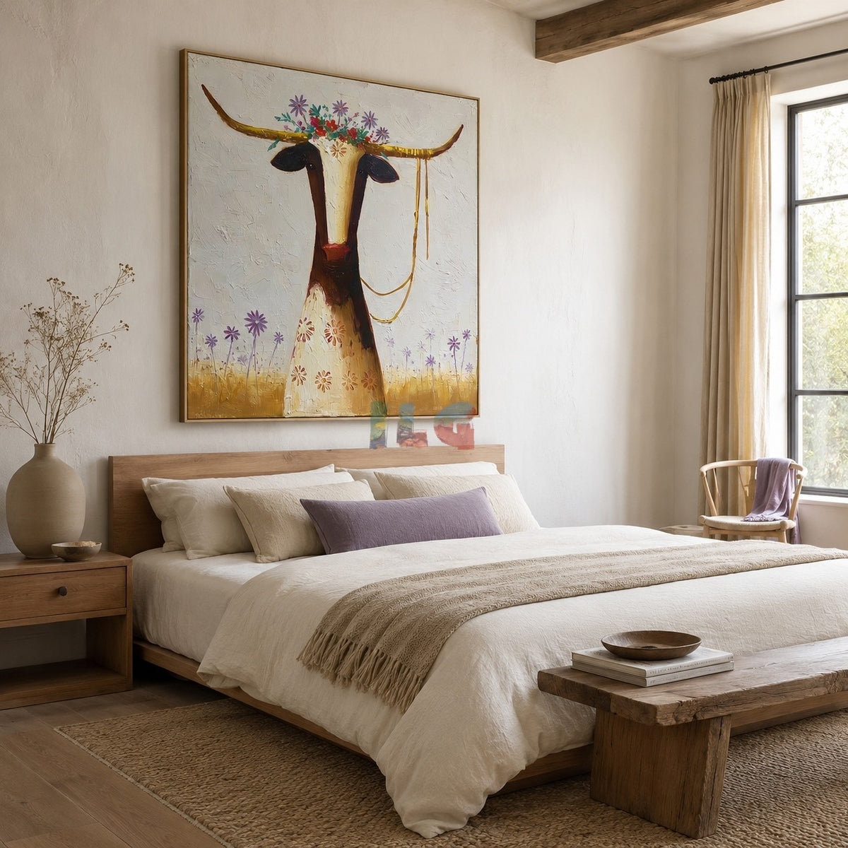 Blooming Longhorn – Western Floral Wall Art