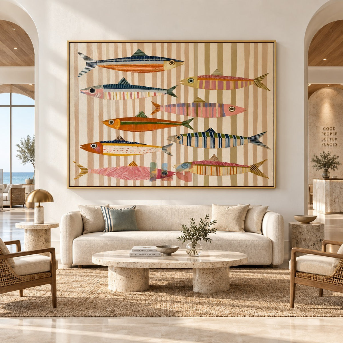 Colorful Fish Harmony – Coastal Abstract Wall Art