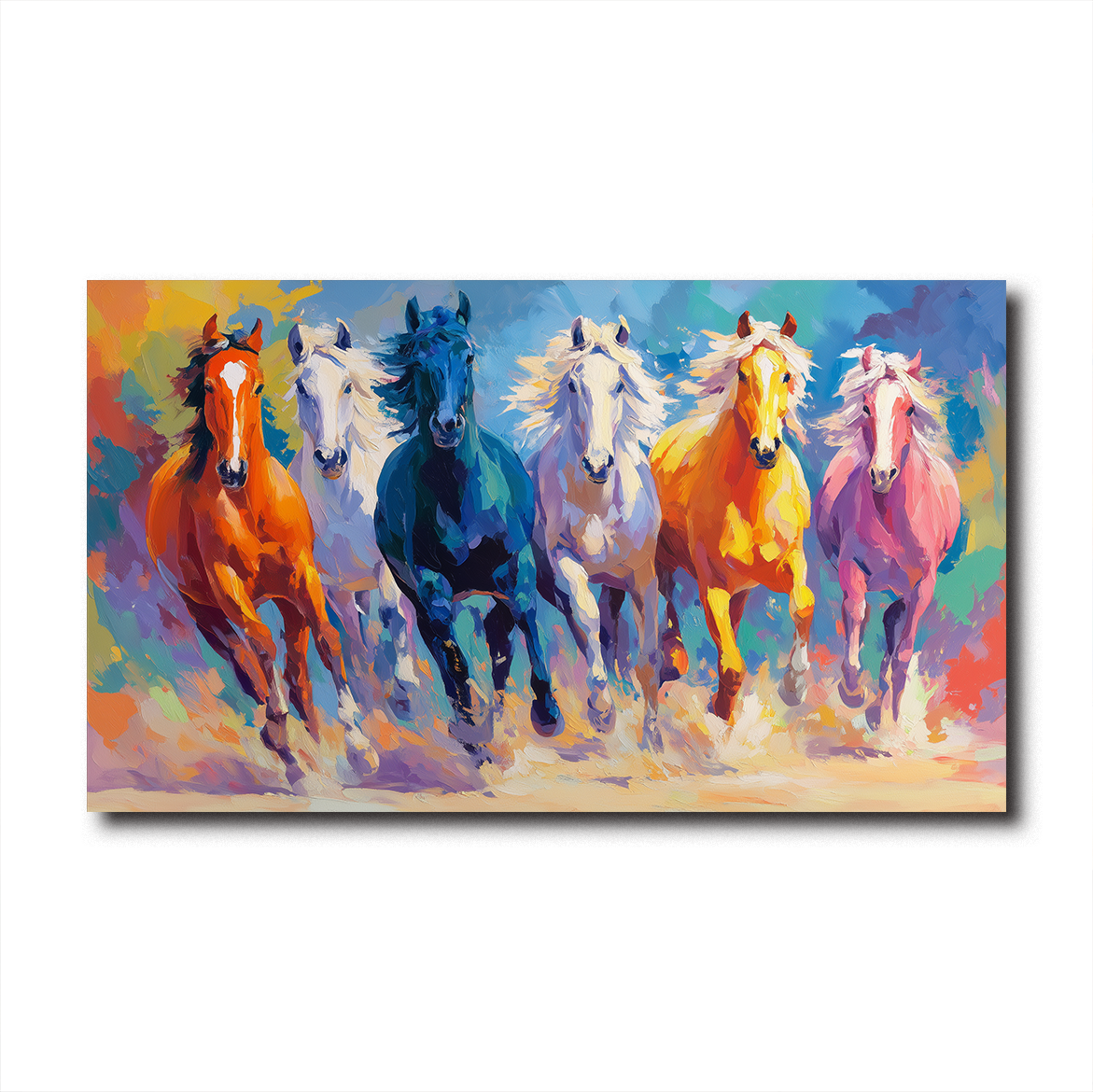 Colorful Galloping Horse Canvas Art – Abstract Modern Wall Decor