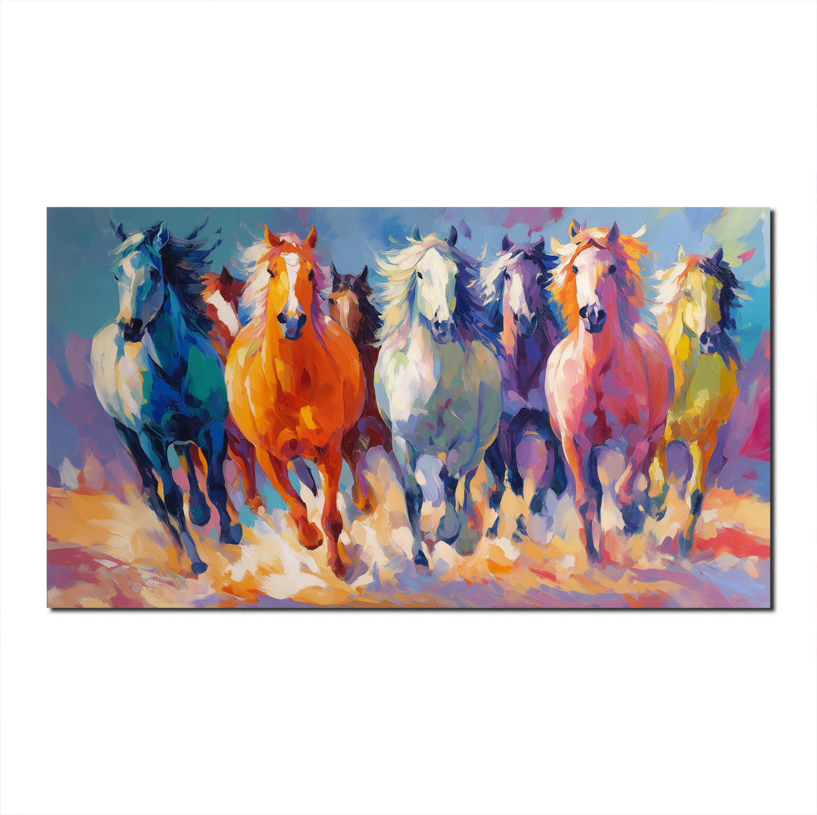 Colorful Running Horse Wall Art – Large Abstract Horse Canvas Print