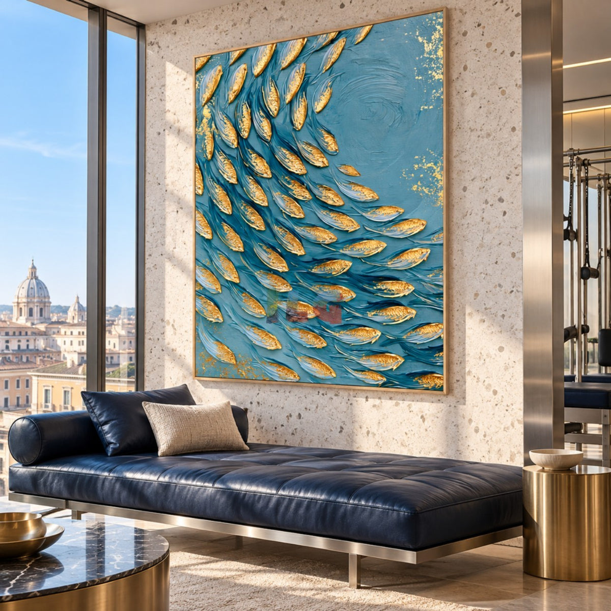 Current of Plenty – Textured Gold Fish Wall Art