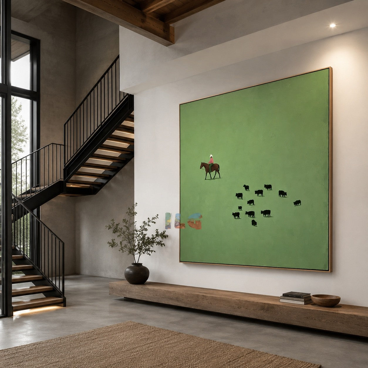 Quiet Pasture Rider – Minimal Western Wall Art