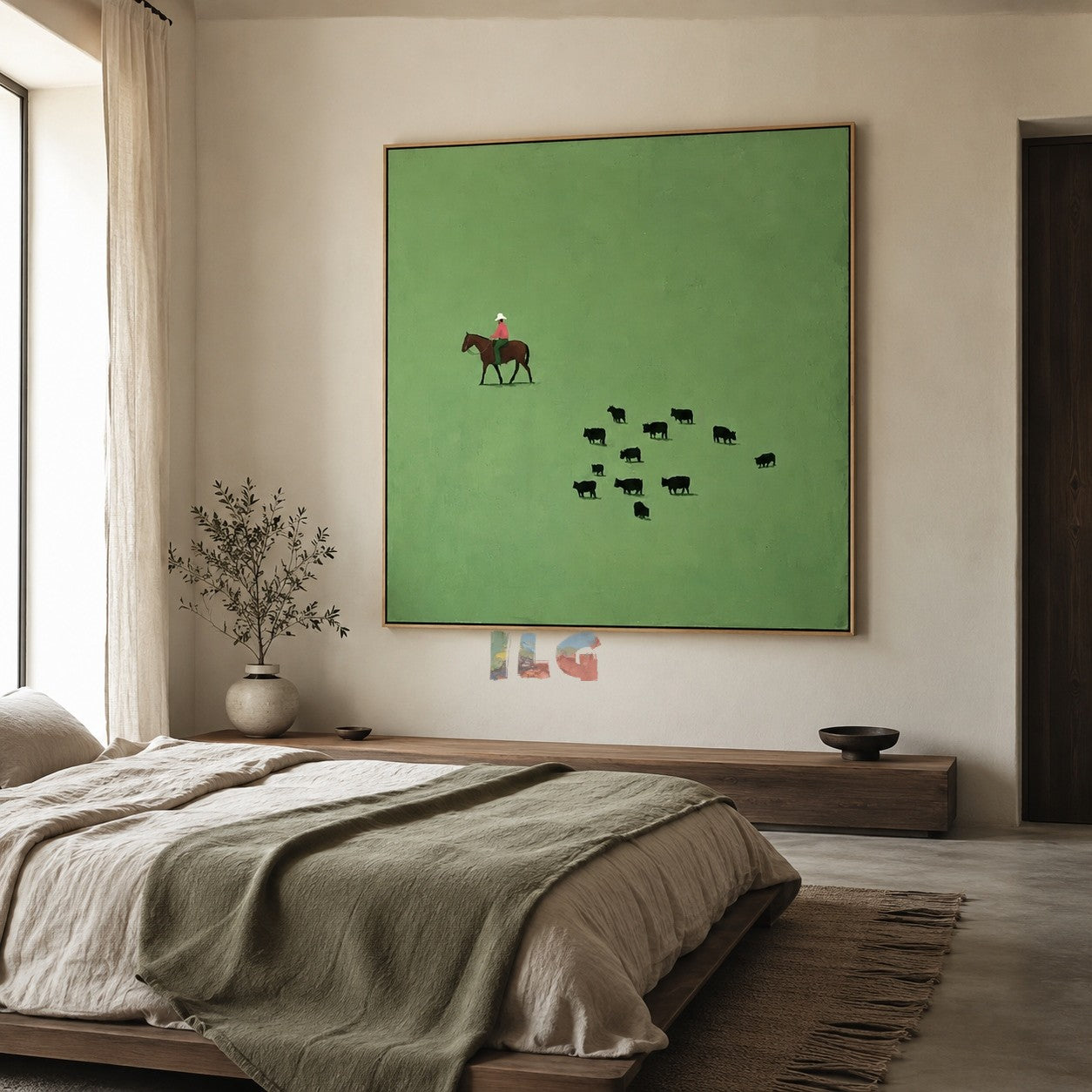 Quiet Pasture Rider – Minimal Western Wall Art