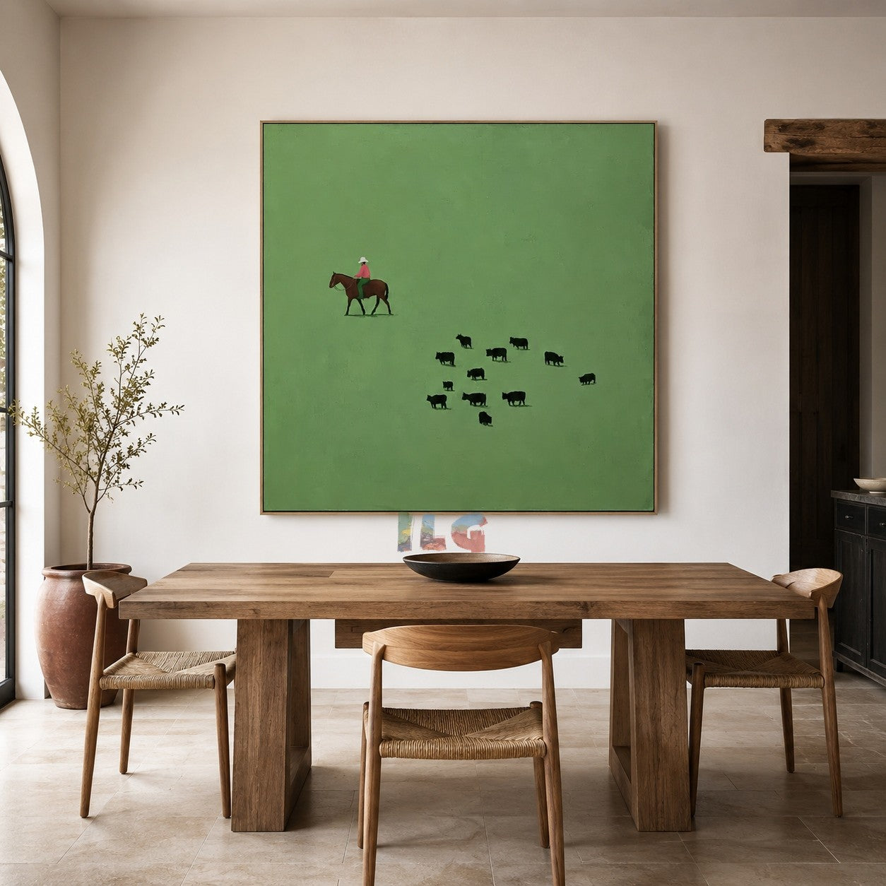Quiet Pasture Rider – Minimal Western Wall Art