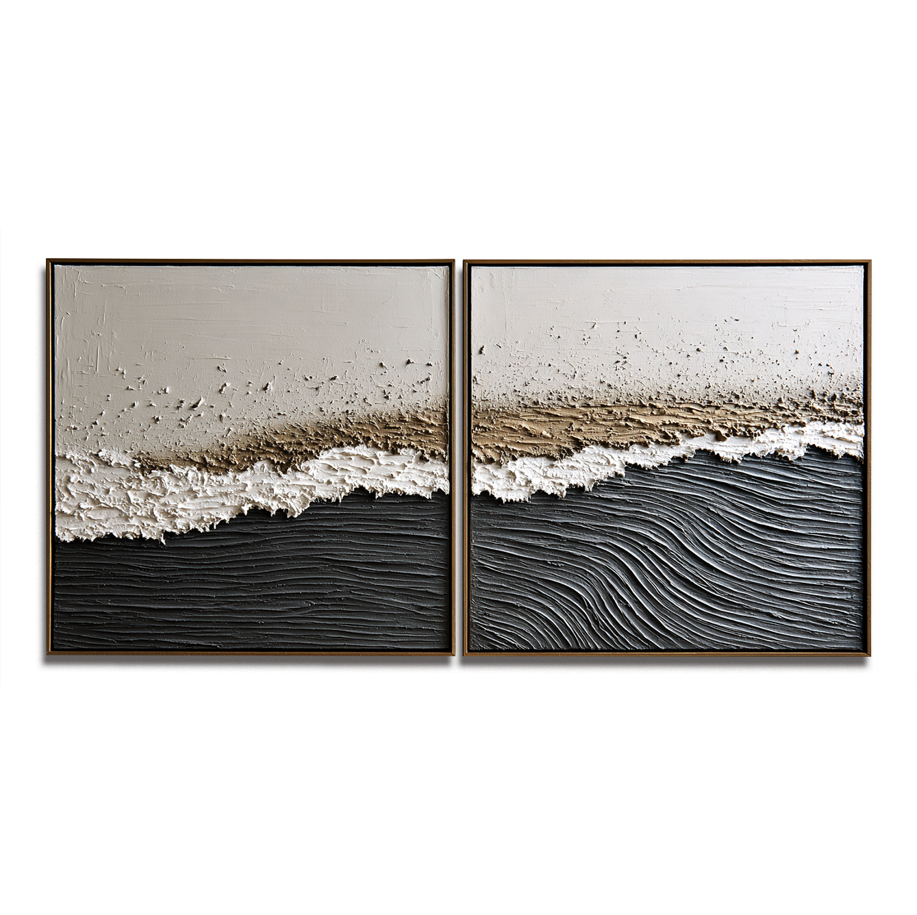 Still Between Layers – Textured Abstract Diptych Wall Art
