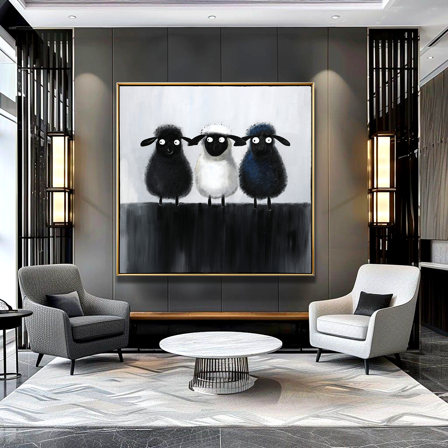 Three Little Woolies – Modern Cute Sheep Art