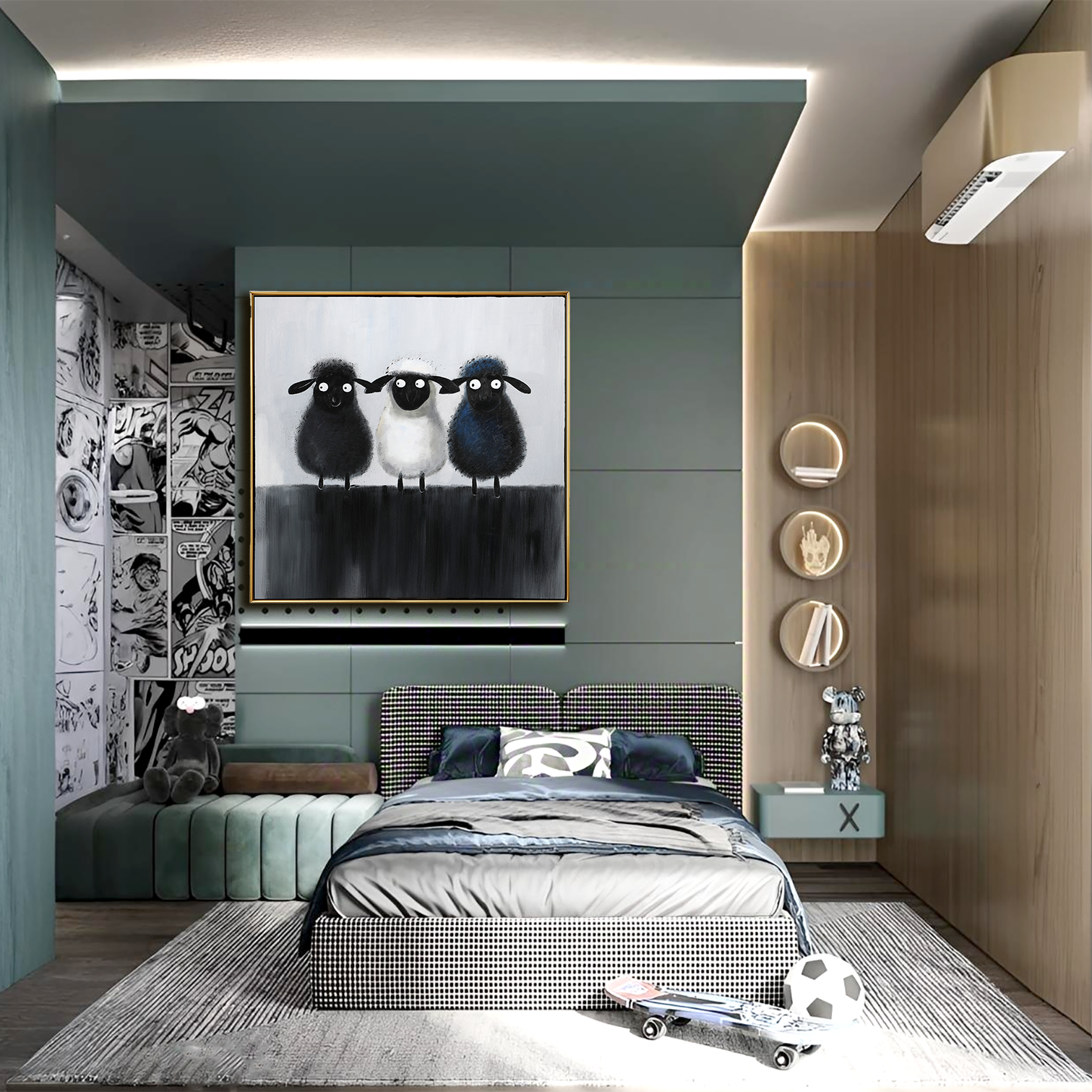 Three Little Woolies – Modern Cute Sheep Art