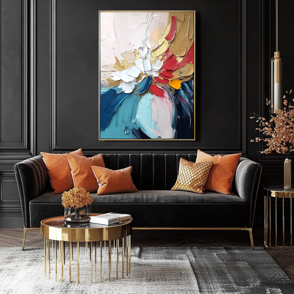 bold abstract textured floral painting