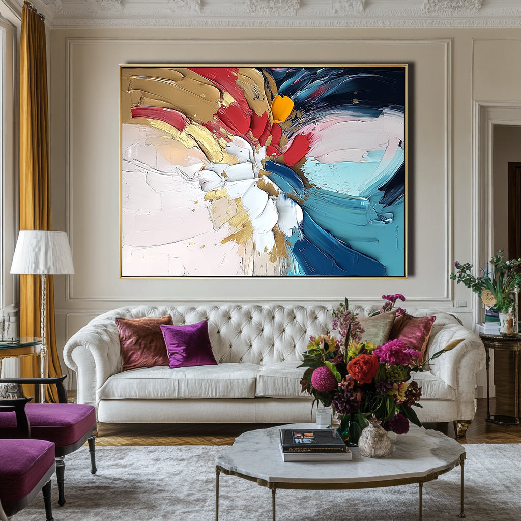 bold abstract textured floral painting