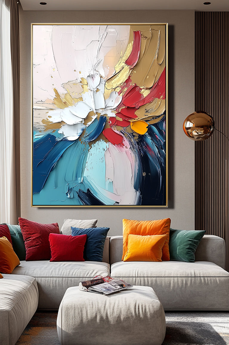 bold abstract textured floral painting