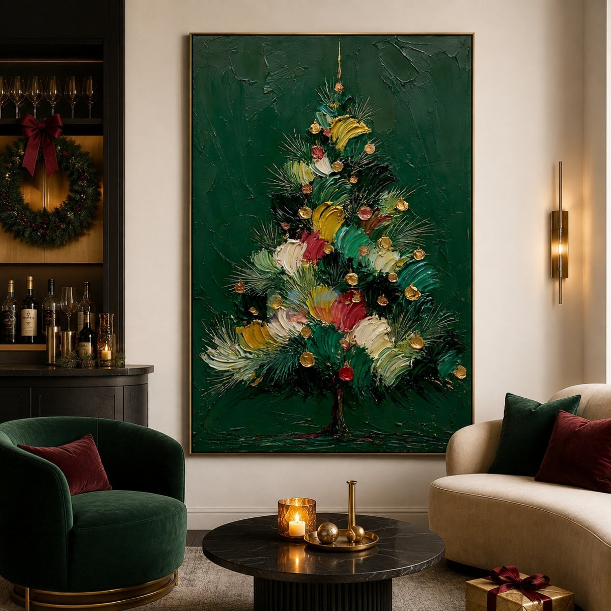 Enchanted Evergreen Night – Christmas Tree Textured Wall Art