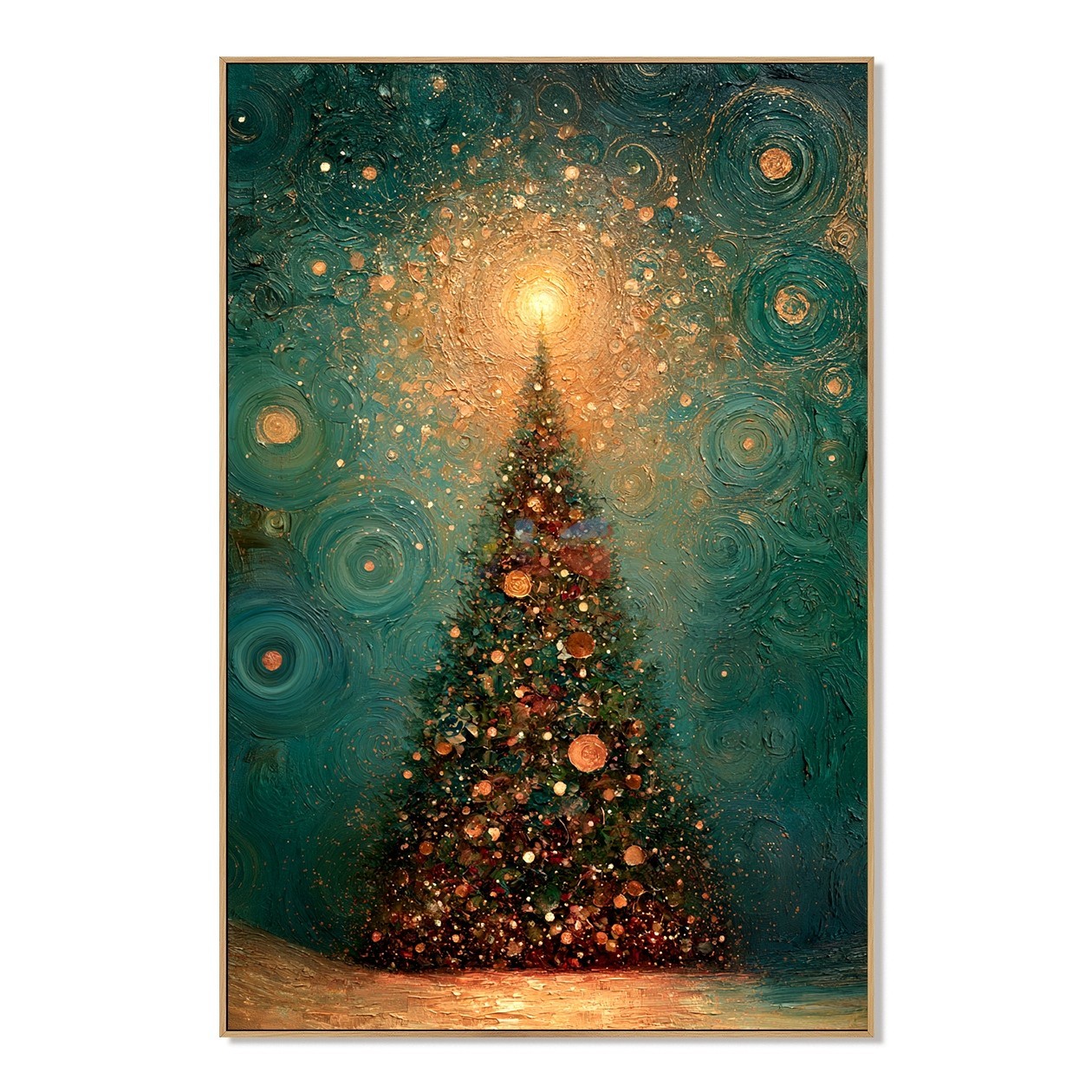 Starlit Evergreen Glow – Christmas Textured Wall Art