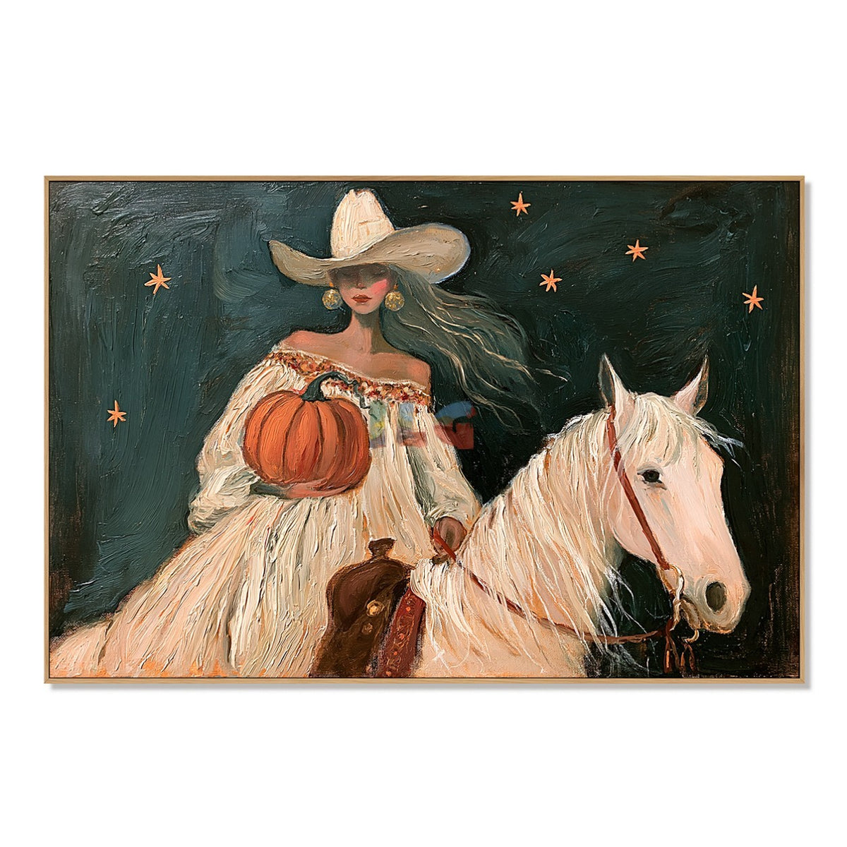 Starlit Harvest Rider – Western Figurative Horse Wall Art