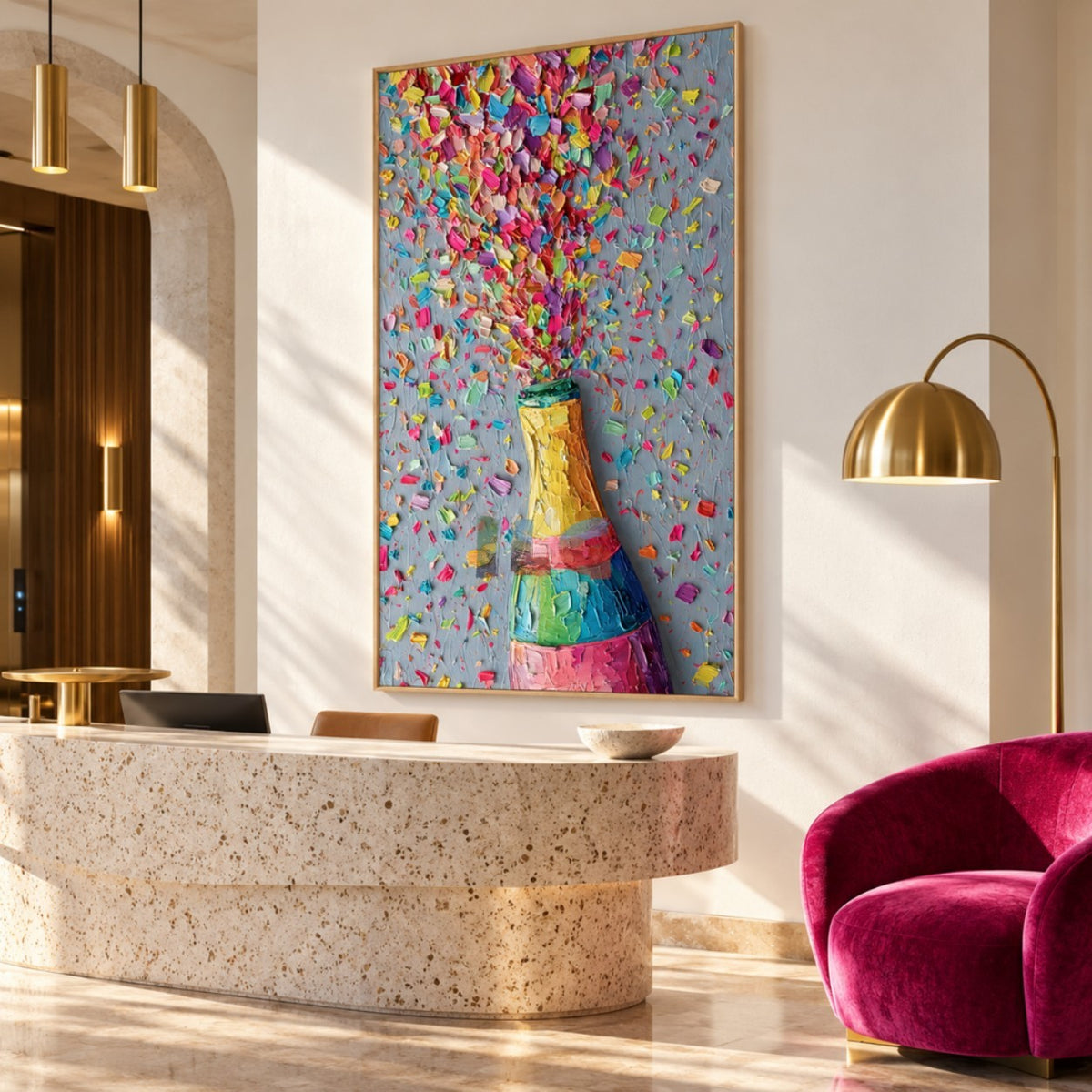 Confetti Canopy – Colorful Impasto Bouquet Abstract Wall Art