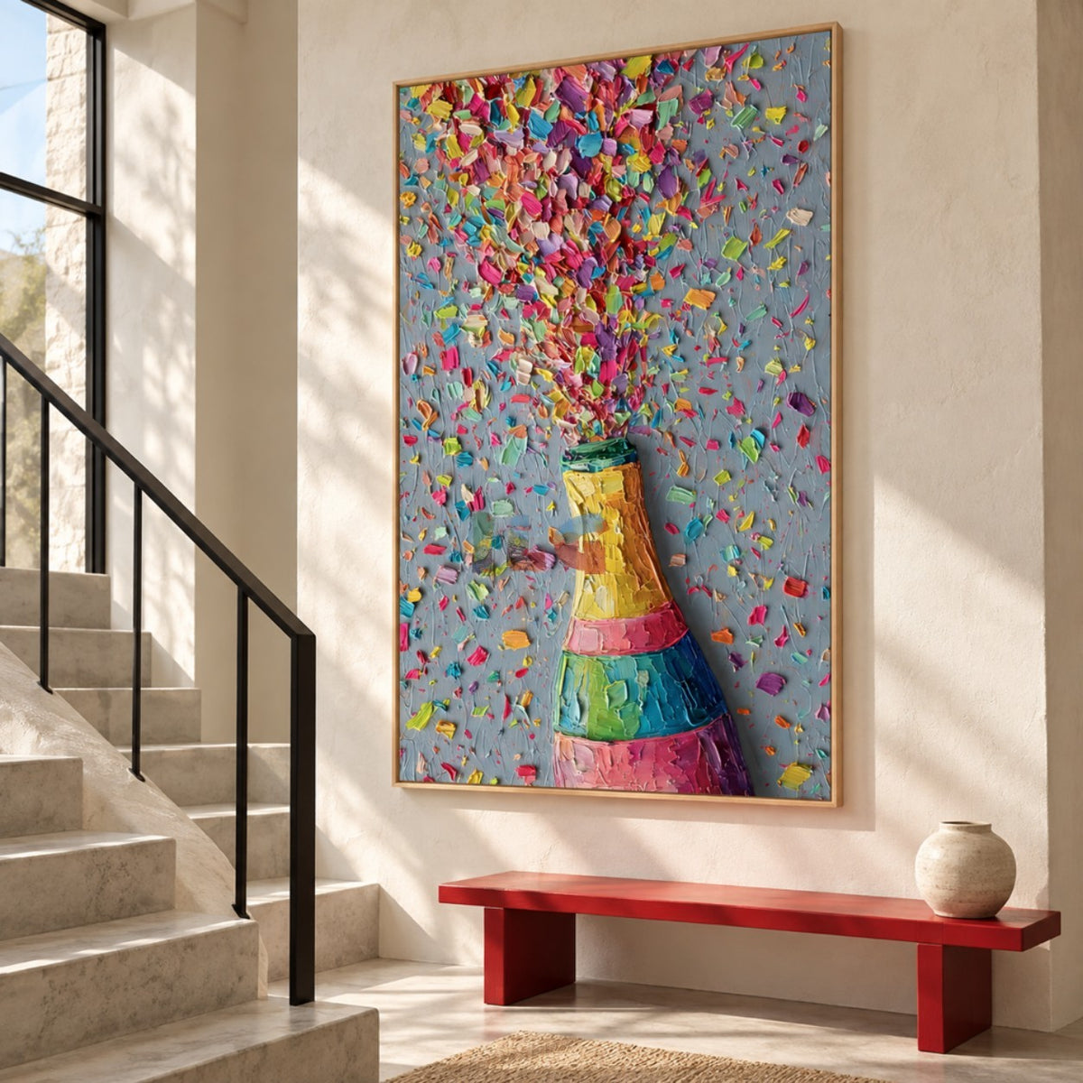 Confetti Canopy – Colorful Impasto Bouquet Abstract Wall Art