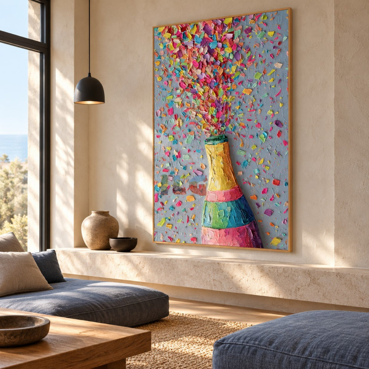 Confetti Canopy – Colorful Impasto Bouquet Abstract Wall Art