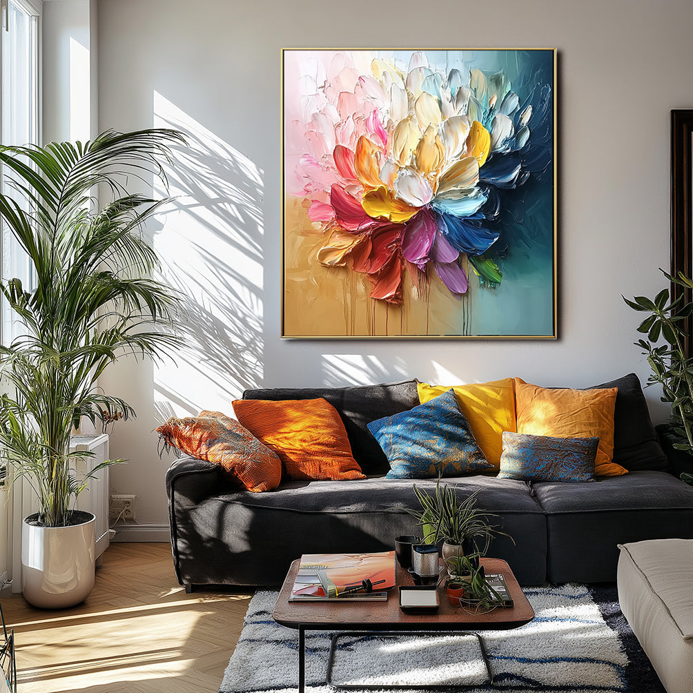 colorful floral painting on canvas