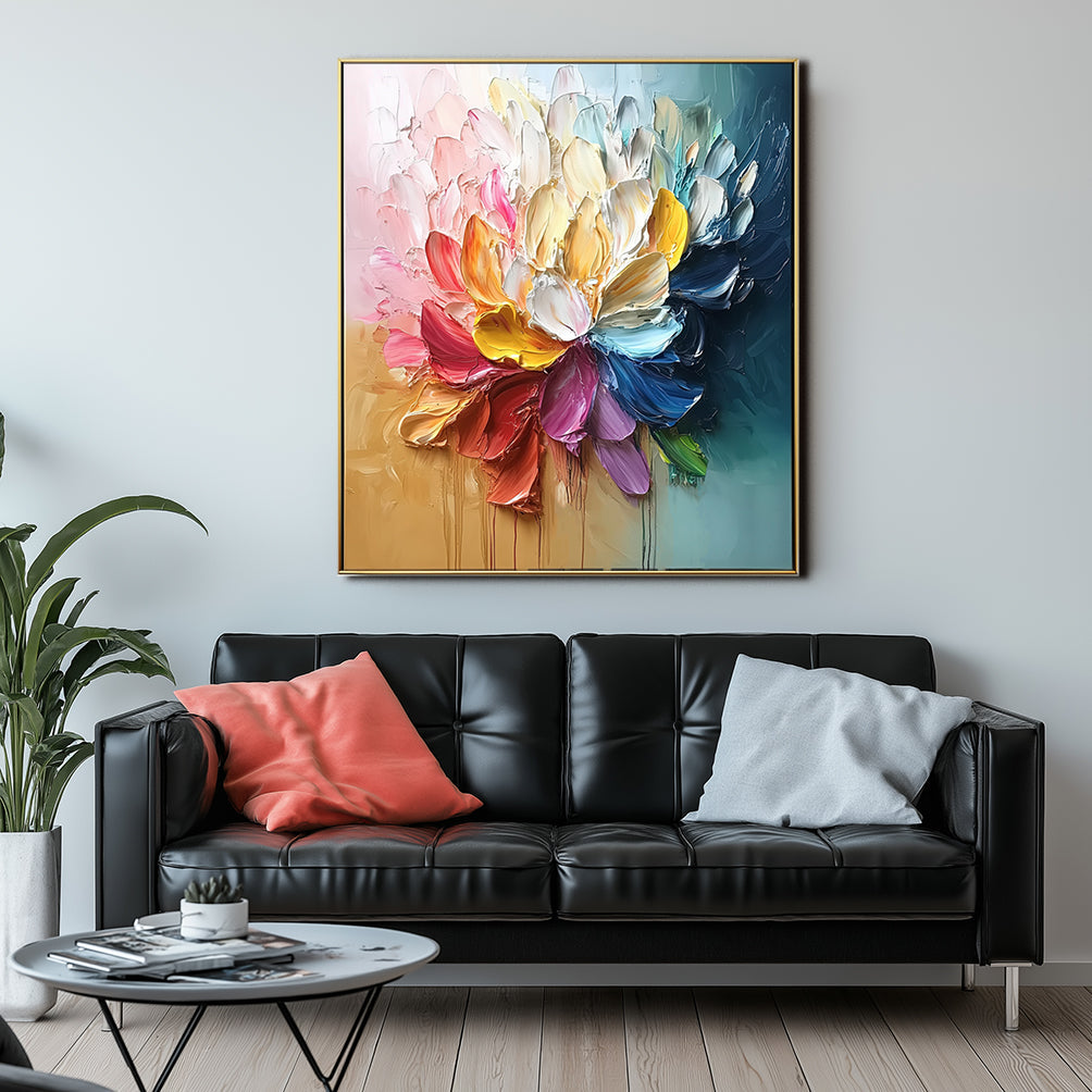 colorful floral painting on canvas