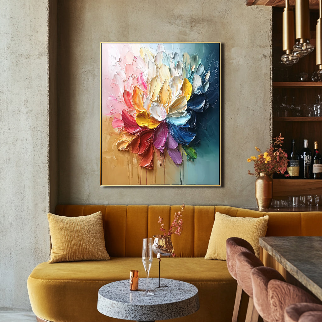 colorful floral painting on canvas