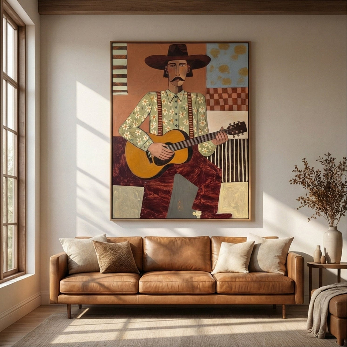 Melody in Bloom – Hand-Painted 3D Abstract Musician Canvas