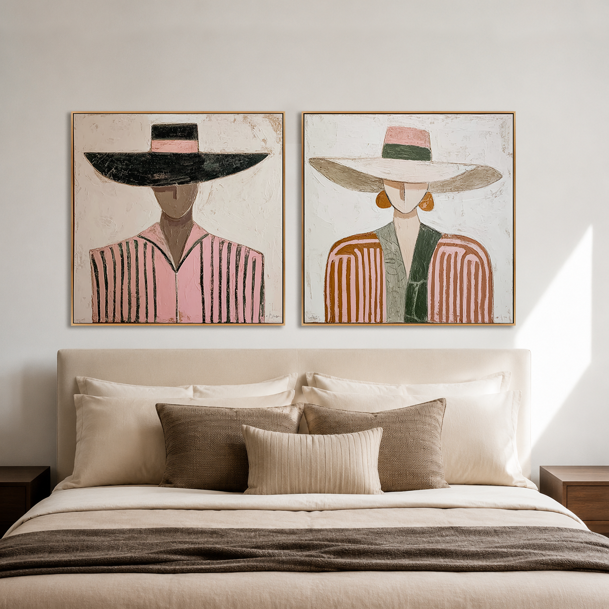 Silent Elegance – Hand-Painted Abstract Figures 3D Canvas Art