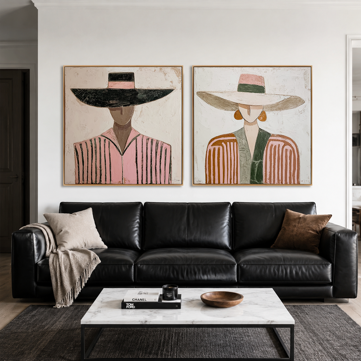 Silent Elegance – Hand-Painted Abstract Figures 3D Canvas Art