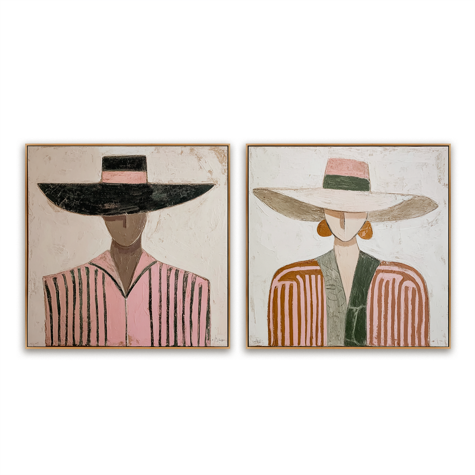 Silent Elegance – Hand-Painted Abstract Figures 3D Canvas Art