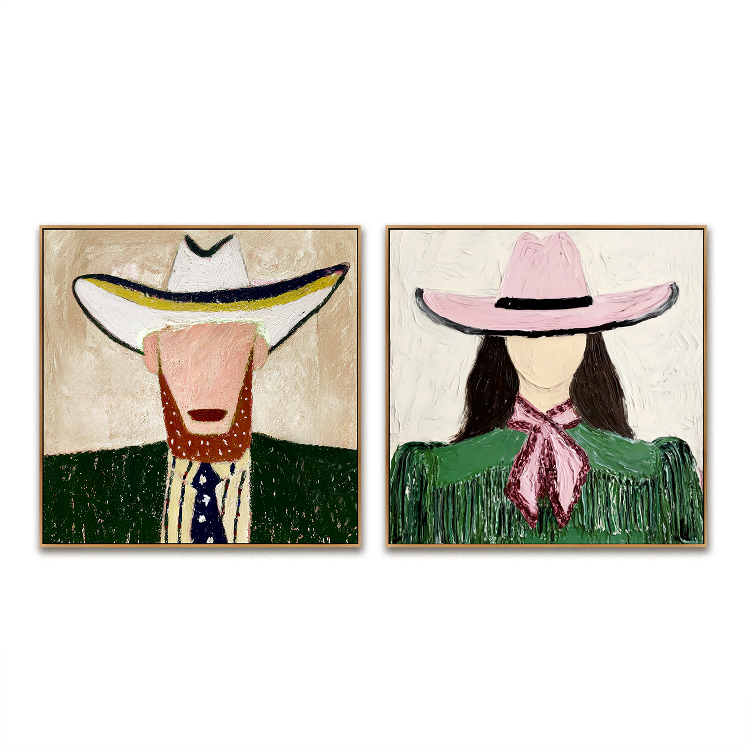 Twilight Duo – Hand-Painted 3D Abstract Figures Canvas Set