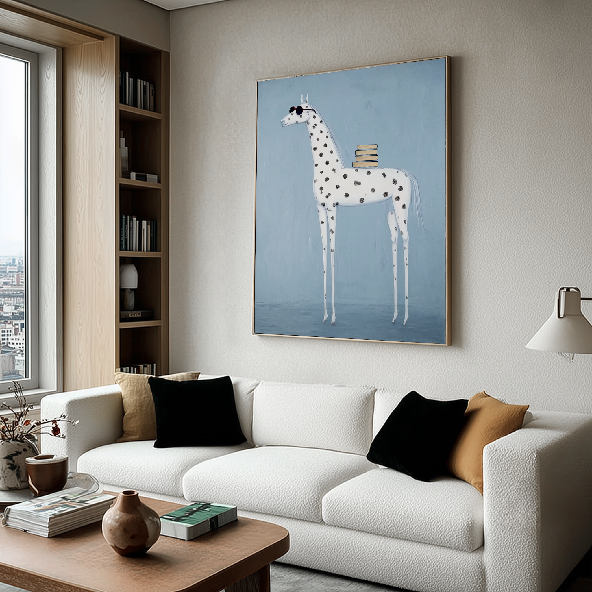 Blue Scholar - Whimsical Horse Canvas Art