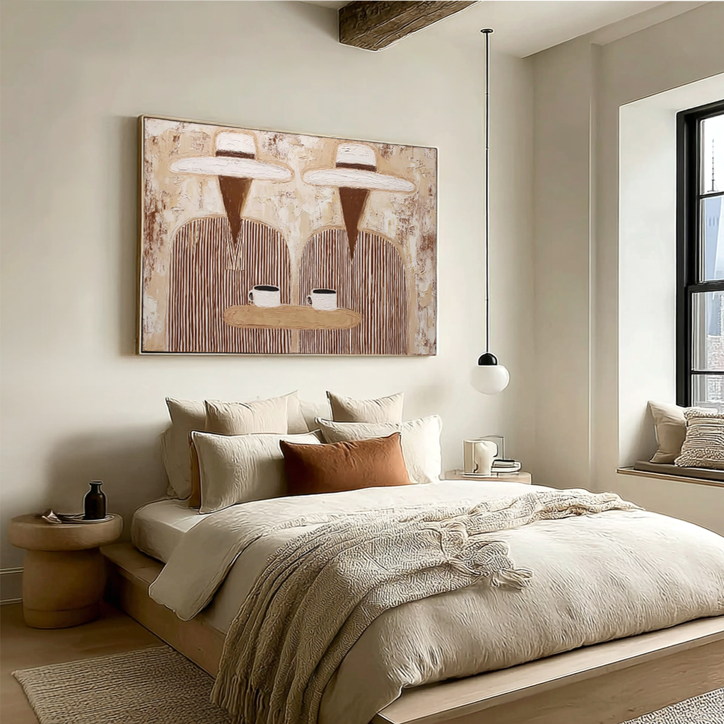 Coffee Break – Hand-Painted Minimalist Oil Painting