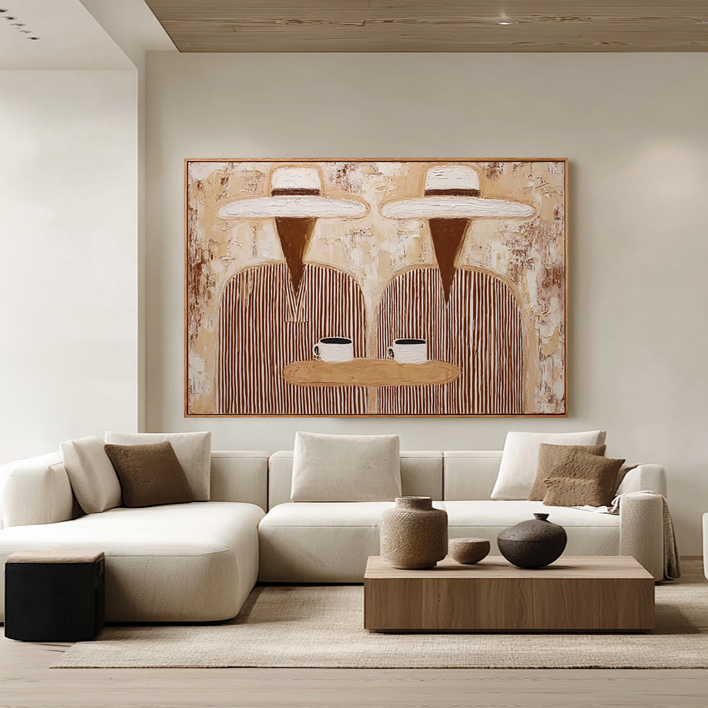 Coffee Break – Hand-Painted Minimalist Oil Painting