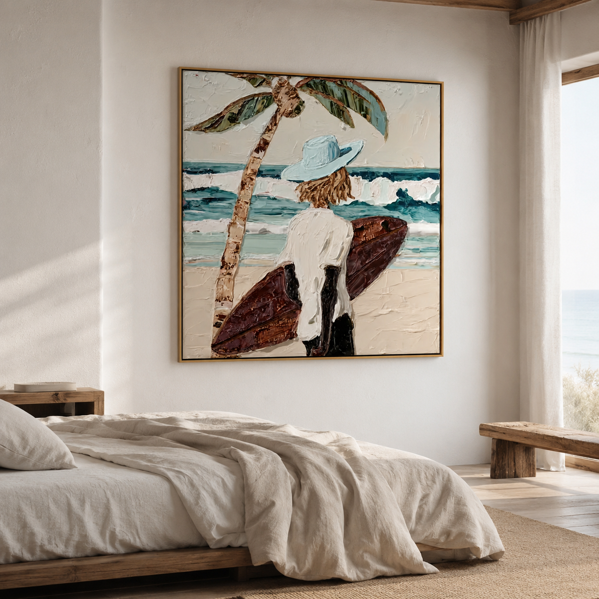 Azure Solitude – Coastal Surfboard Ocean Wall Art