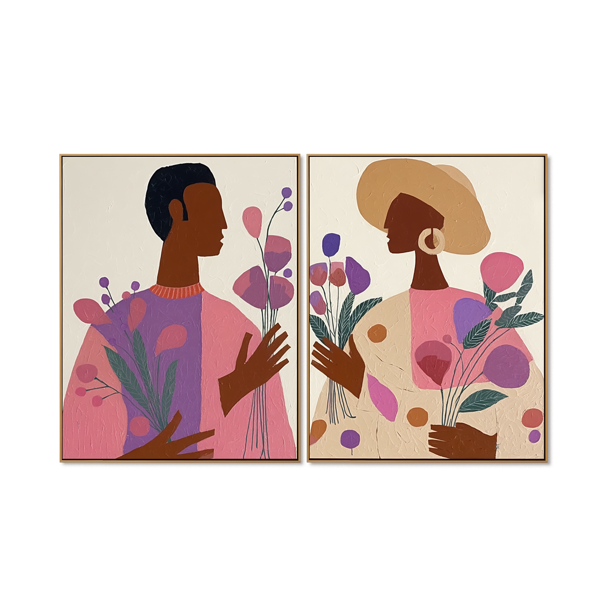 Blooming Dialogue – Botanical Couple Figurative Wall Art