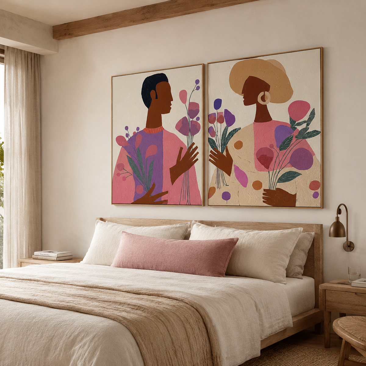 Blooming Dialogue – Botanical Couple Figurative Wall Art