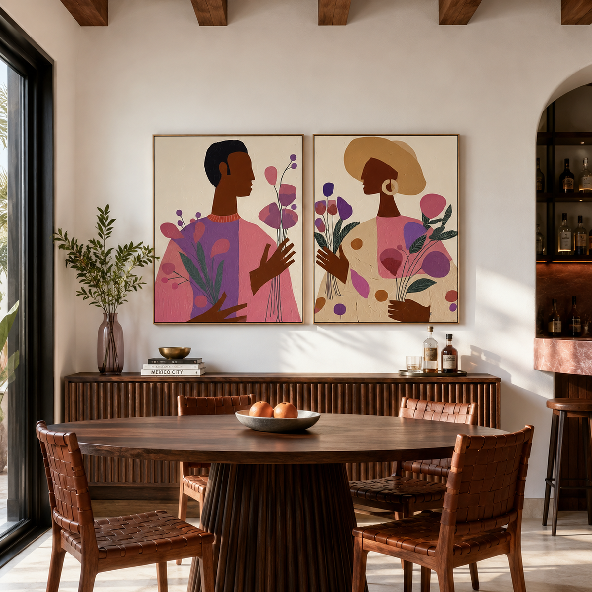 Blooming Dialogue – Botanical Couple Figurative Wall Art