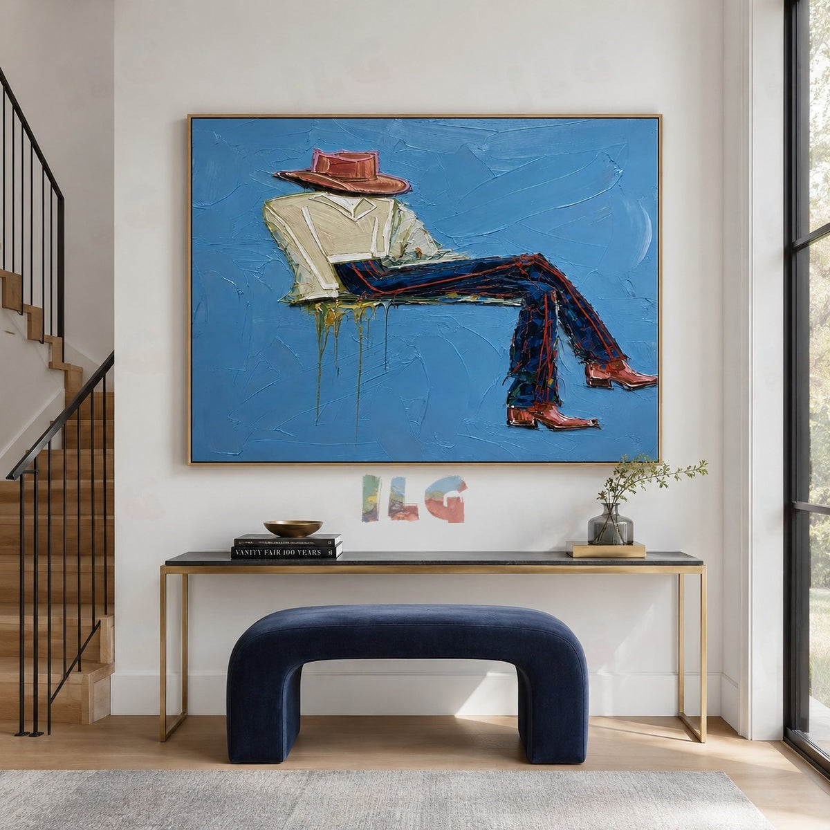 Blue Drift Lounge – Modern Reclining Figurative Wall Art