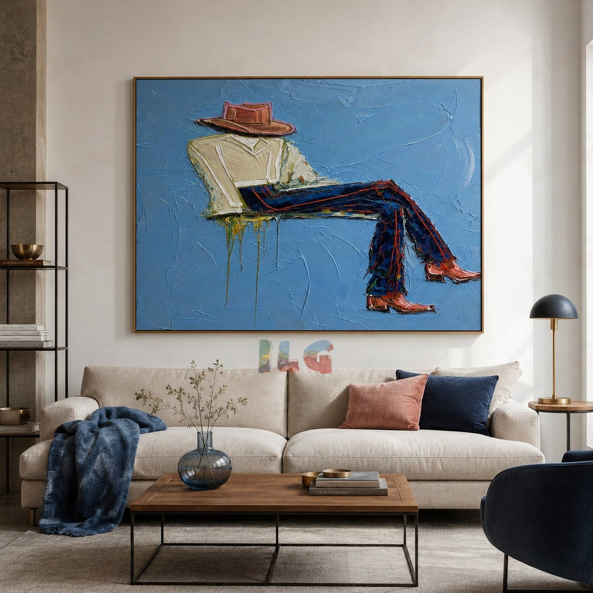 Blue Drift Lounge – Modern Reclining Figurative Wall Art