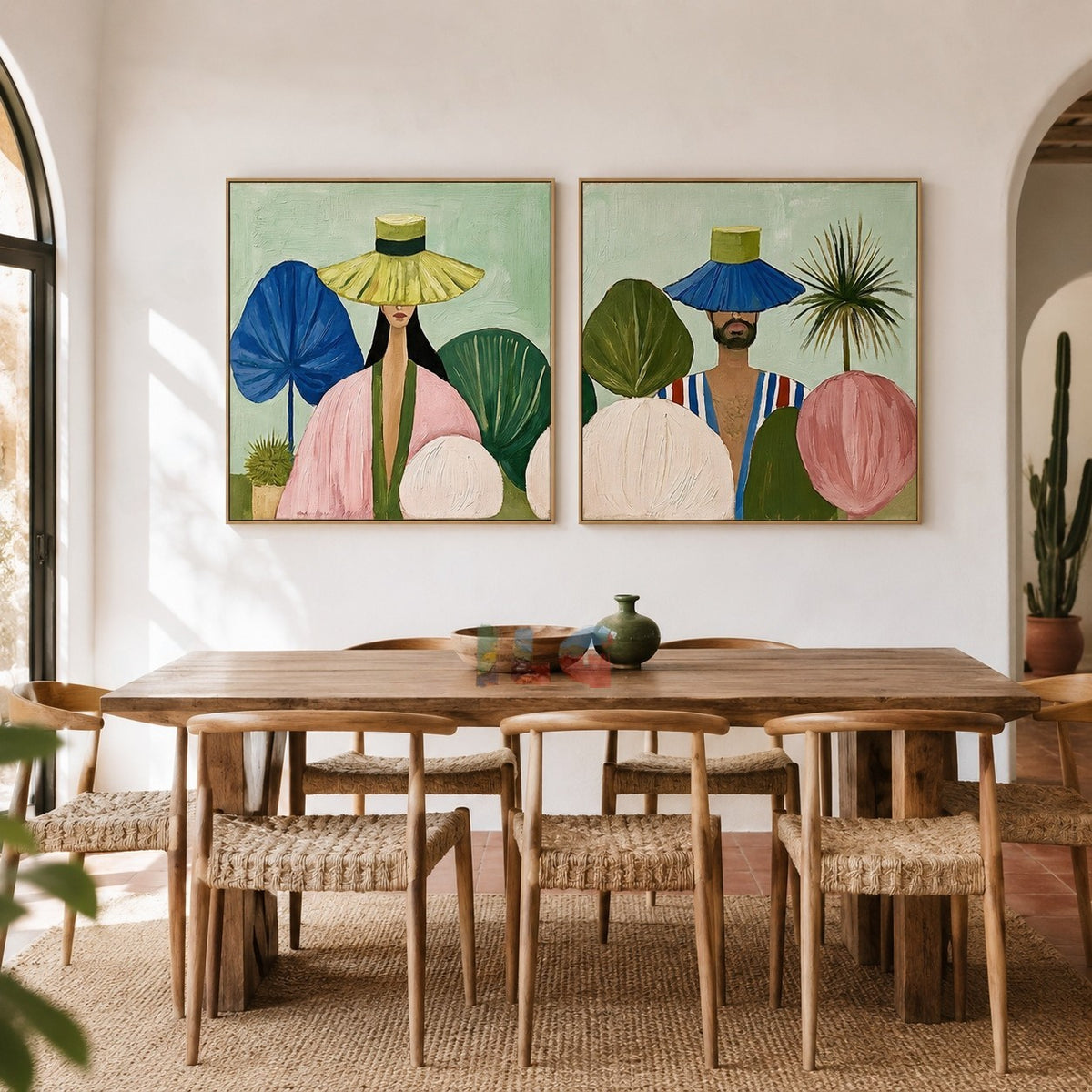 Botanical Hat Stories – Abstract Portrait Wall Art Set