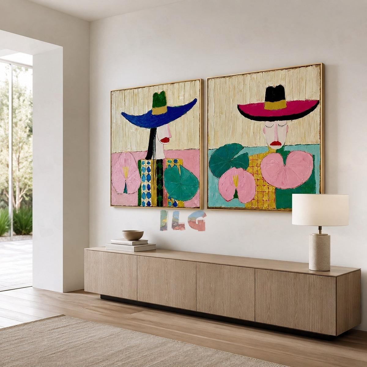 Colorful Desert Muse – Abstract Portrait Wall Art Set