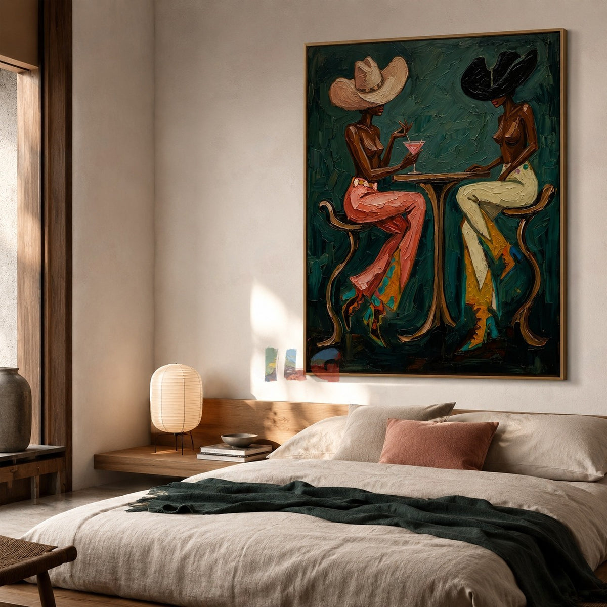 Emerald Evening Rendezvous – Modern Figurative Wall Art