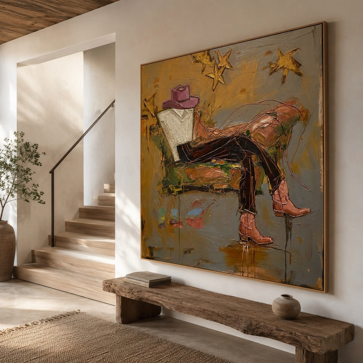 Golden Echo Wanderer – Contemporary Figurative Wall Art
