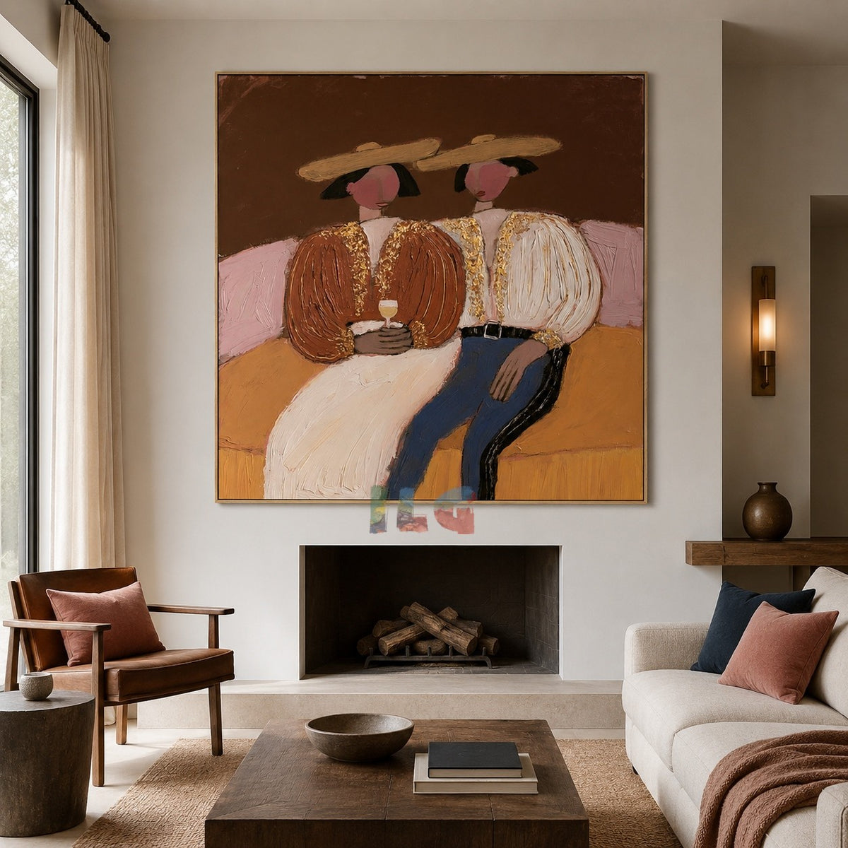 Golden Evening Pair – Elegant Figurative Wall Art