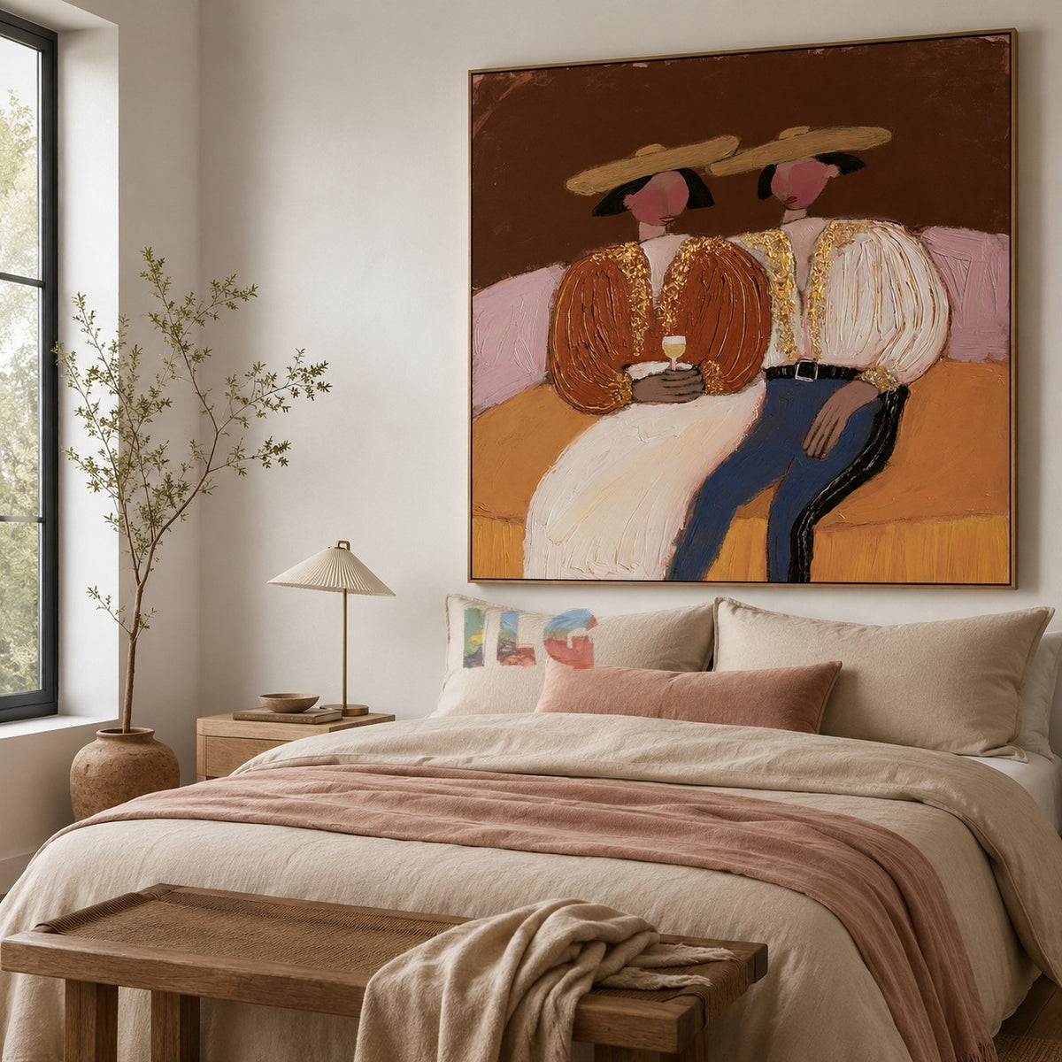 Golden Evening Pair – Elegant Figurative Wall Art